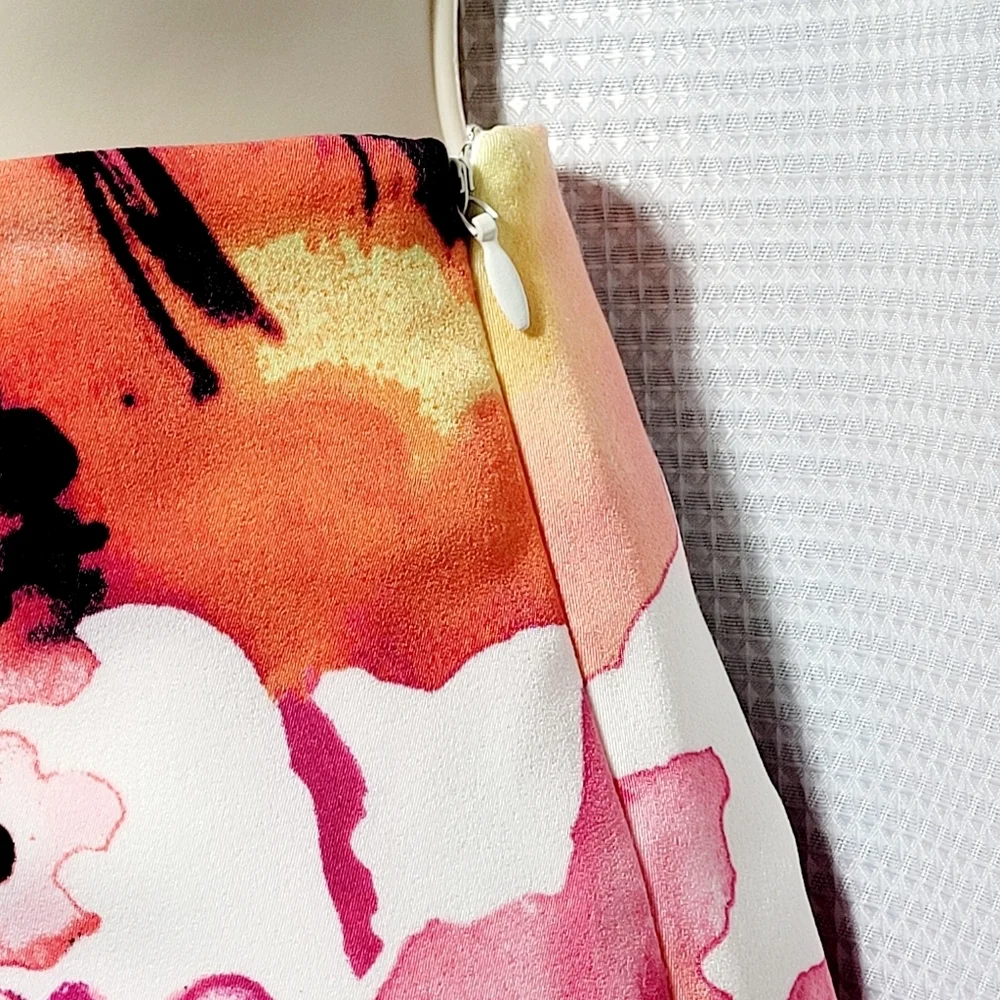 Y2K Worthington Floral Splash of Pink Stretch Pencil Skirt Women's (8P) - Picture 3 of 9